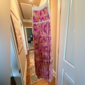 entro Pink and Yellow Floral Lace-Trim Sundress